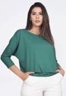 Blusa Morcego Ampla Manga 3/4 Verde Jade