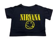 Blusa Nirvana Kurt Cobain Camiseta Cropped Blusinha Banda de Rock Feminina Sf271 BM