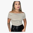 Blusa ombro a ombro Ciganinha listrada roupa feminina chic