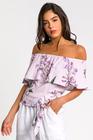 Blusa Ombro a Ombro Estampada lilas P