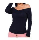 Blusa ombro a ombro manga longa canelada Durabilidade Feminino