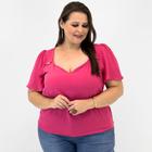 Blusa Parado no Ar Plus Size Manga Curta Feminina