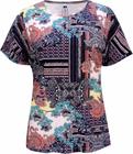 Blusa Pau a Pique Estampada Azul Marinho