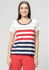 Blusa Pau a Pique Listrada Azul Marinho e Vermelho