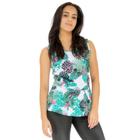 Blusa Peplum Branca Estampa de Folhagem - Tamanho G