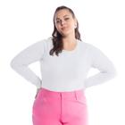 Blusa Plus Básica Manga Longa Gola Redonda