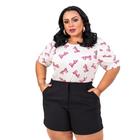 Blusa Plus Sais Feminina Plus Size Manga curta Malha Blusinha Plus Manga Princesa 2563