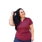 Blusa Plus Size Feminina Camiseta Fresquinha Decote Botão Moda Até G4