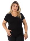 Blusa Plus Size Feminina Hit Flame Lisa Manga Curta Preta