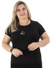 Blusa Plus Size Feminina Manga Curta Anistia Preta