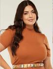 Blusa Plus Size Gola Alta Meia Manga 3/4 Viscolycra