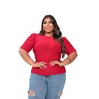 Blusa plus size laise manga curta bufante feminina tamanho grande.