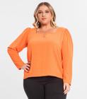 Blusa Plus Size Manga 7/8 Secret Glam Laranja