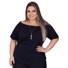 Blusa Plus Size Ombro a Ombro - Preto Liso