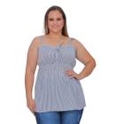 Blusa Plus Size Regata Listrada Com Laço