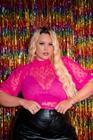 Blusa Plus Size Tule Top e Gola Fru Fru