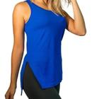 Blusa Regata Feminina Academia Fitness Cobre Bumbum Premium M - REGATA TAPA BUMBUM - AZUL