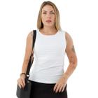 Blusa Regata Feminina Básica s/Bojo Suplex Confort Frente Dupla Moda Verão Slim Fitness 3066A