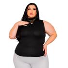 Blusa Regata Feminina Plus Size com Gola