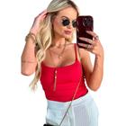 Blusa Regata Malha Alças Finas Decote Redondo Lisa Poli Amô