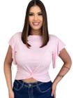 Blusa Roupas Moda Feminina Babado Manga Curta Rosa
