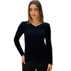 Blusa Rovitex Manga Longa Gola V Feminina