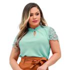 Blusa Social Evangélica Feminina Guipir Renda Gola Pérolas