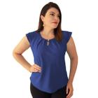 Blusa Social Feminina Crepe Manga Curta Gola Gota Botão Elegante