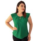 Blusa Social Feminina Crepe Manga Curta Gola Gota Botão Elegante