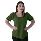 Blusa Social Feminina Manga Bufante Princesa em Viscolinho Elegante