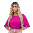 Blusa Social Feminina Manga Curta Detalhe Alfaiataria Elegante