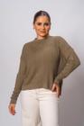 Blusa Solta Golinha Canelada Tricot Inverno