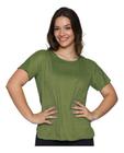 Blusa Suede Feminina Com Manga Curta Corte A Fio Em Oferta