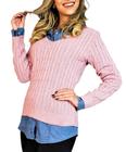 Blusa Suéter Feminino Tricot Gola V Outono Inverno