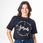 Blusa T-Shirt Feminina Algodão Manga Curta Escrita Jesus