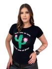 Blusa T-Shirt Moda Feminina Estampa Flor de Cacto