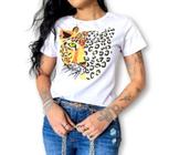 Blusa T- shirt onça pintada feminina estilo