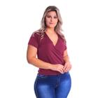 Blusa Transpassada Manga Curta Plus Size