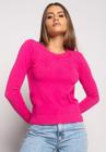 Blusa Tricot Gola Redonda Manga Longa Losango Rosa Salvatore