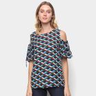 Blusa Yutz Open Shoulder Estampada Feminina