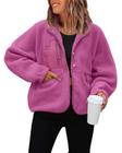 Blusão feminino ReachMe Cropped Sherpa Fuzzy Fleece vermelho tamanho L