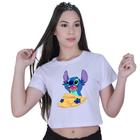 Blusinha Cropped Algodão Lilo Stitch Areia