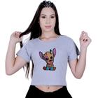 Blusinha Cropped Algodão Lilo Stitch Baby Groot