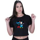 Blusinha Cropped Algodão Lilo Stitch Mickey Mouse