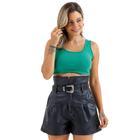 Blusinha cropped canelado básico confort s/bojo top alças larga slim 3049a