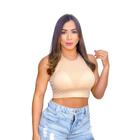 Blusinha Cropped Feminino Nadador Canelado Top com Bojo