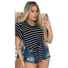 Blusinha de Amarrar Feminina Manga Flare Estampada Tecido Macio Moda Verão