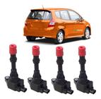 Bobina de ignição honda fit 1.4 8v 2003 á 2008 traseira kit c/ 4 unidades