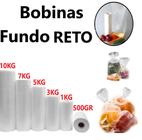 Bobina Saco Plastico Fundo Reto 500 unidades Varios Tamanhos Para alimentos
