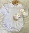 Body Ana Júlia Rosa Bebê Manga Longa Moda Infantil Recém Nascido Bebê Menina Feminino Confortável Gola Rendada